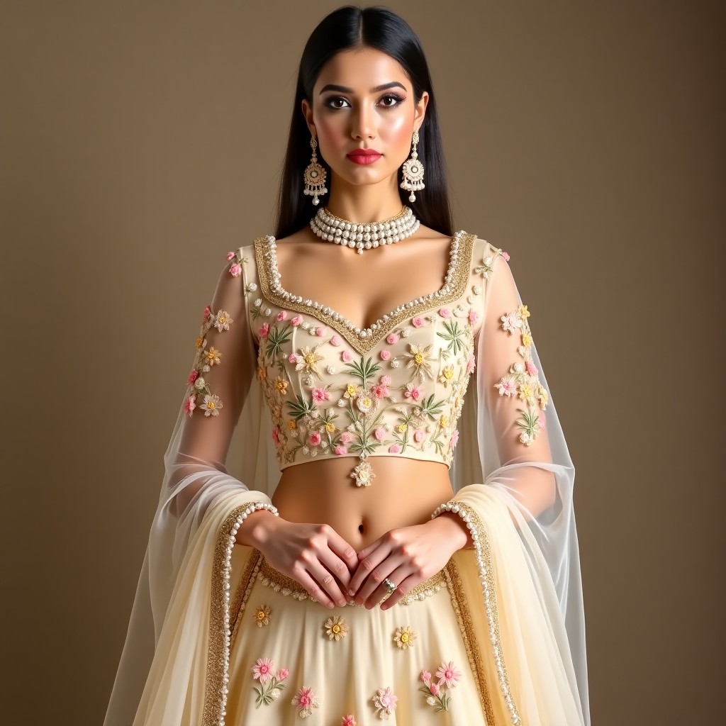 Luxury Botanical Blossom Neckline Design