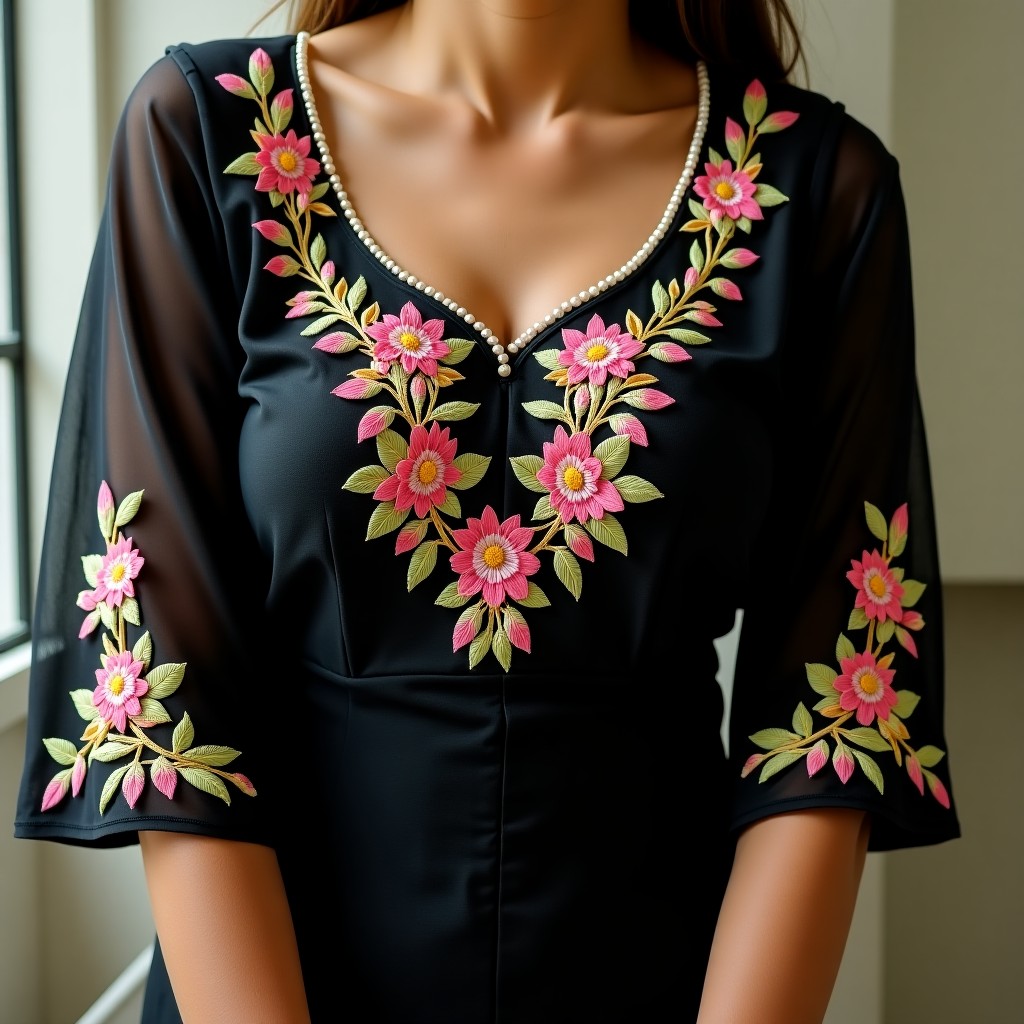 Botanical Bloom Frame Neckline Design