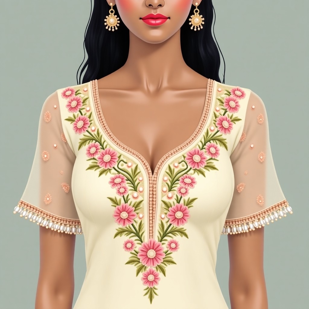 Elegant Garden Petal Collar Embroidery