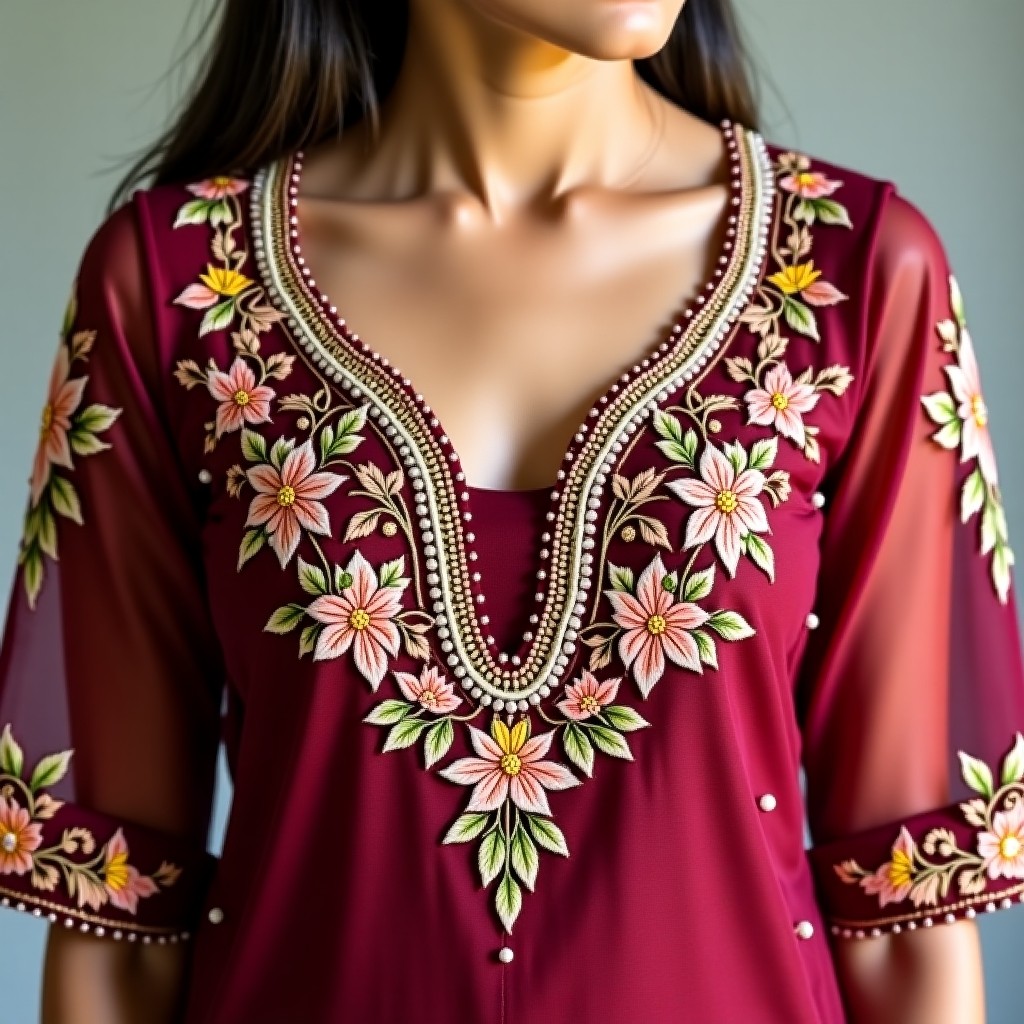 Floral Heritage Vine Neckline Design