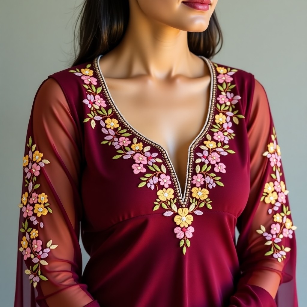 Luxury Floral Royal Grace Neckline