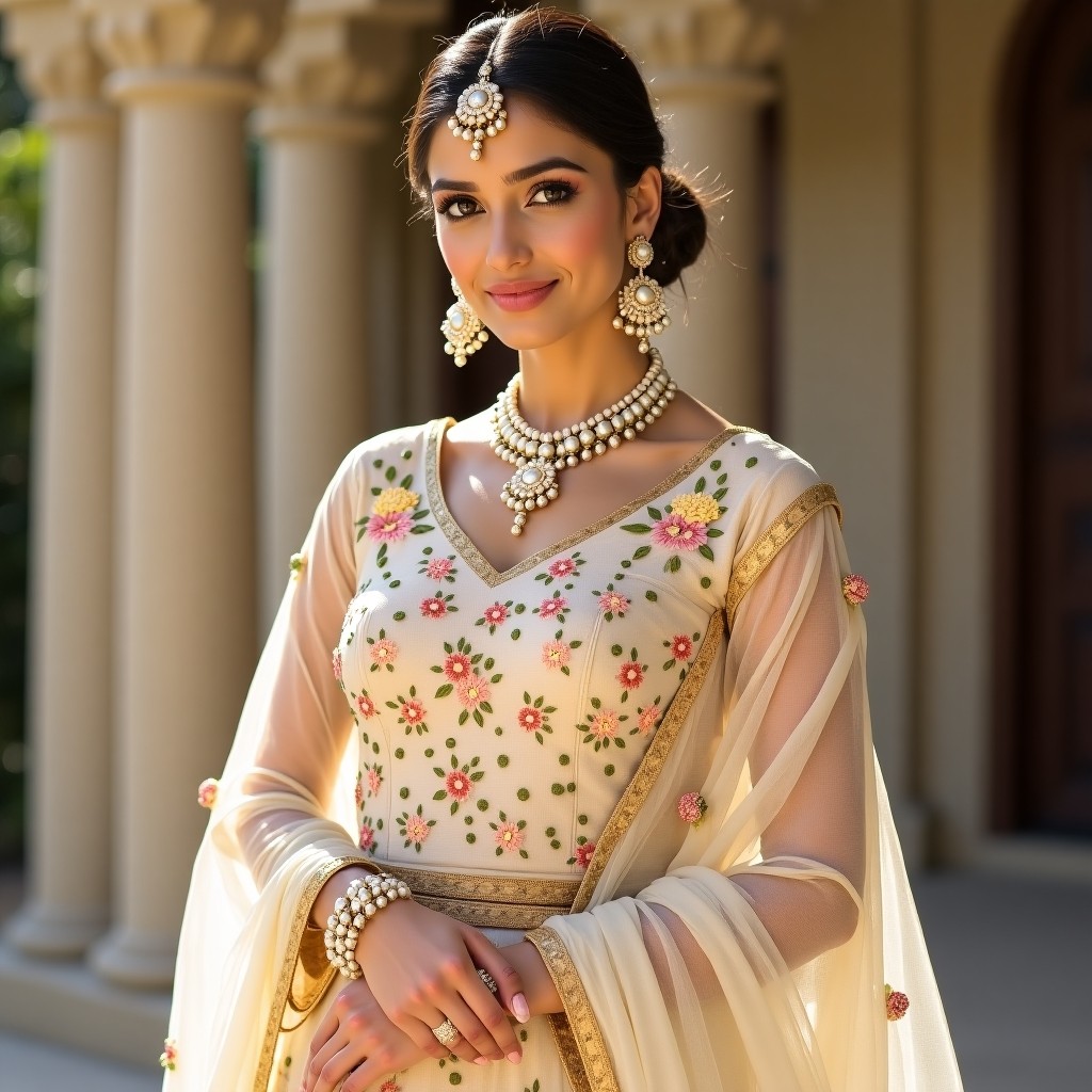 Royal Blossom Garden Neckline Embroidery