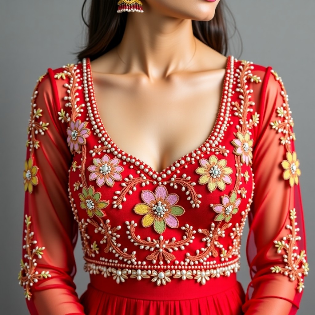 Premium Rose Garden Collar Embroidery