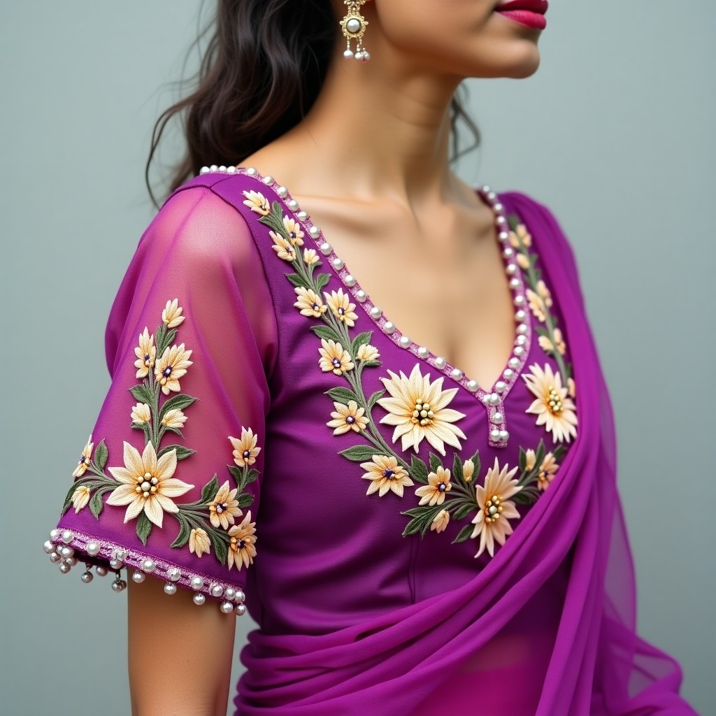 Luxury Blossom Frame Neckline Design