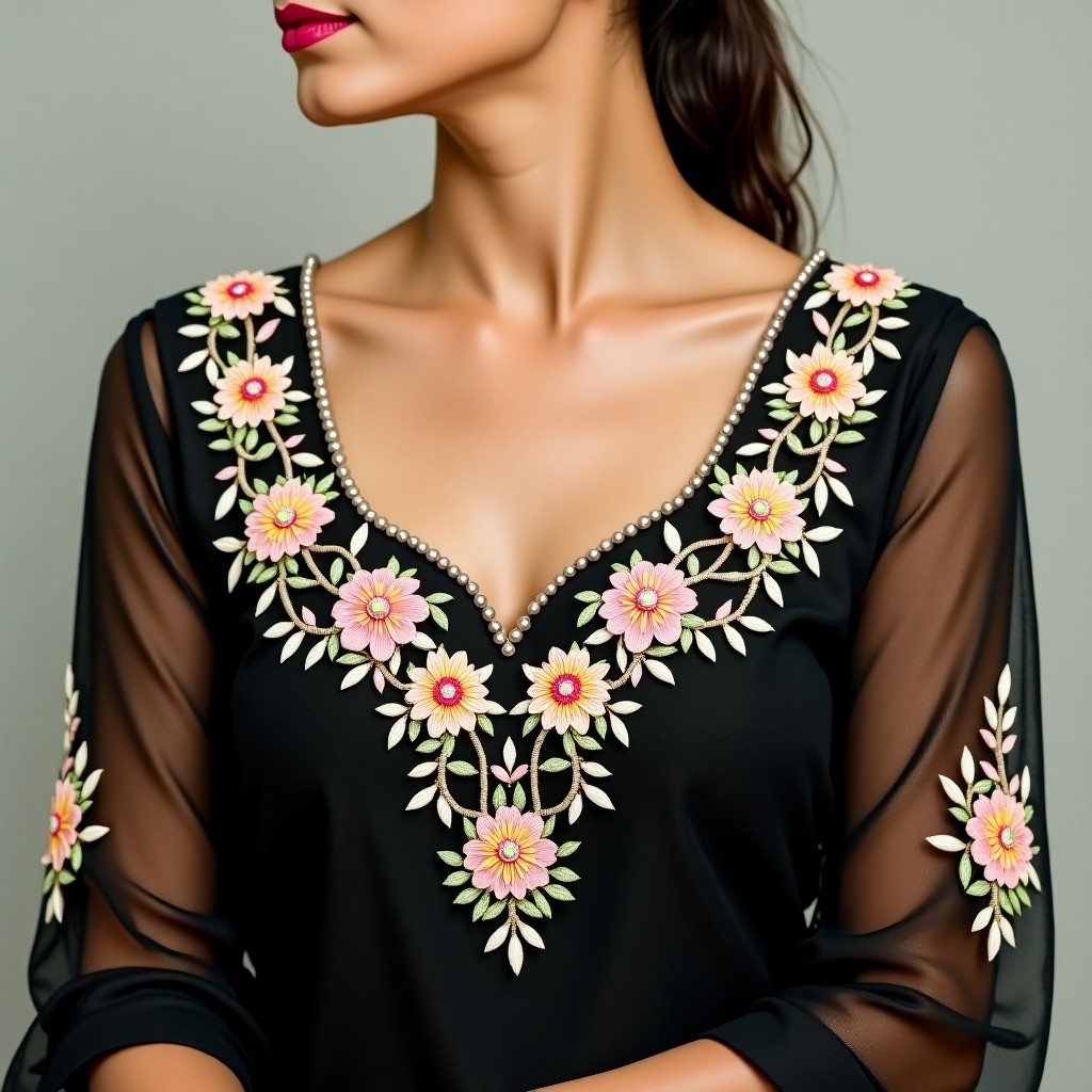 Luxury Royal Floral Garden Neckline