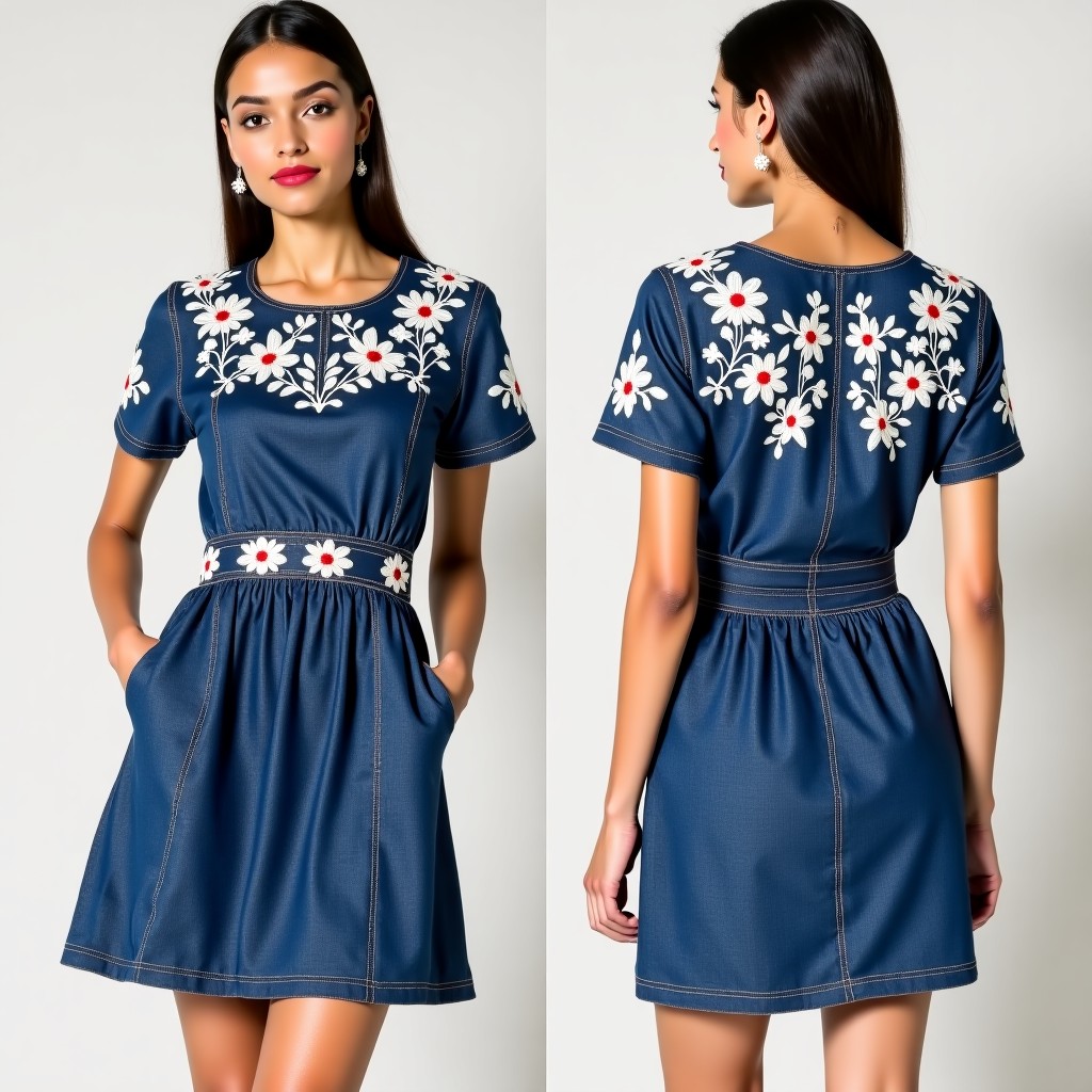 Royal Floral Charm Skater Dress