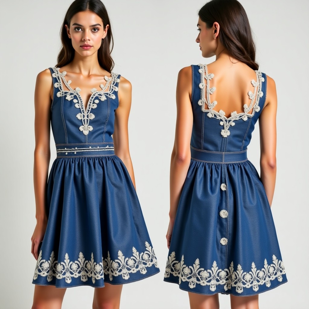Blue Garden Blossom Skater Dress