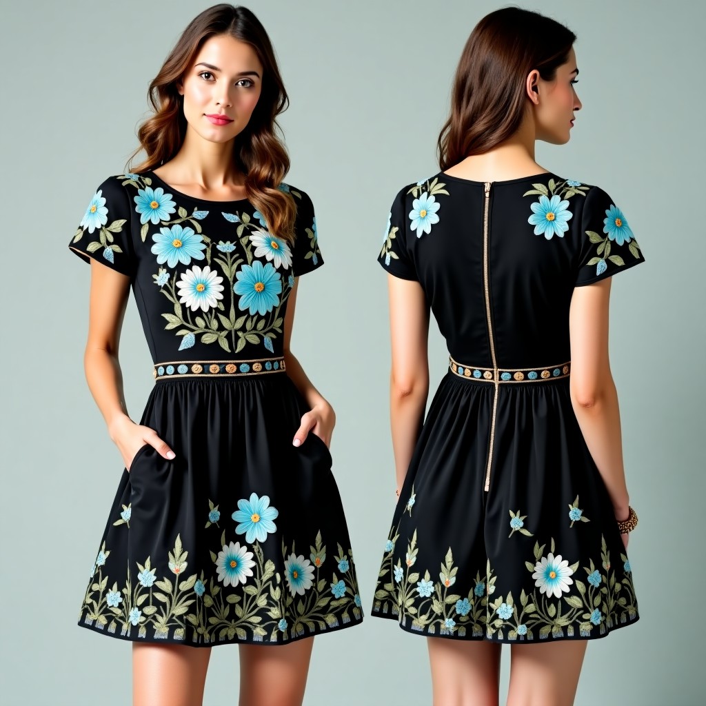 Blue Floral Dream Skater Dress