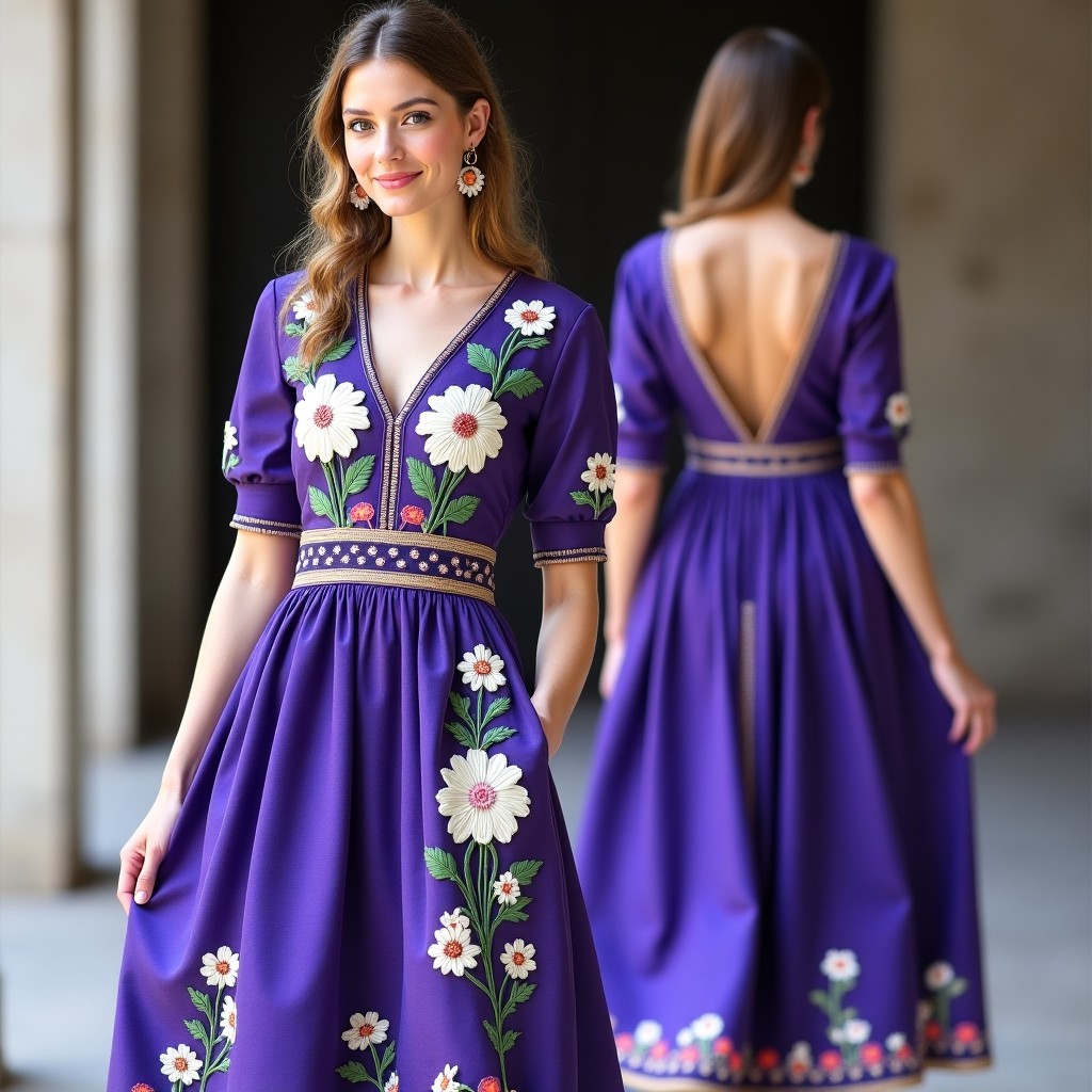 Garden Charm Embroidered Skater Dress