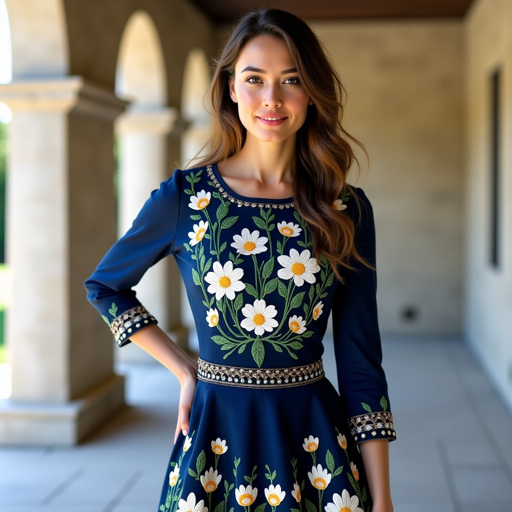 Premium Daisy Garden Flare Dress