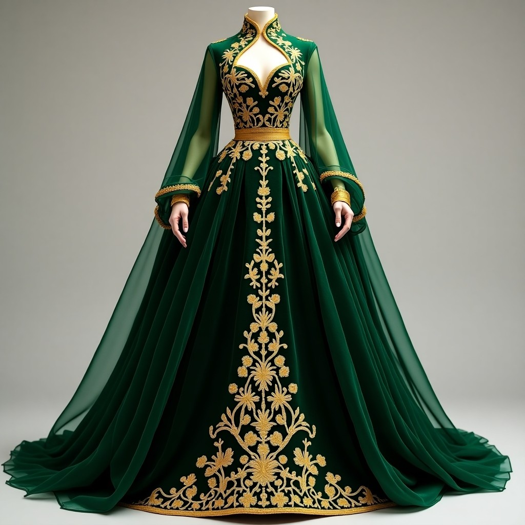 Sapphire Victorian Embroidered Gown