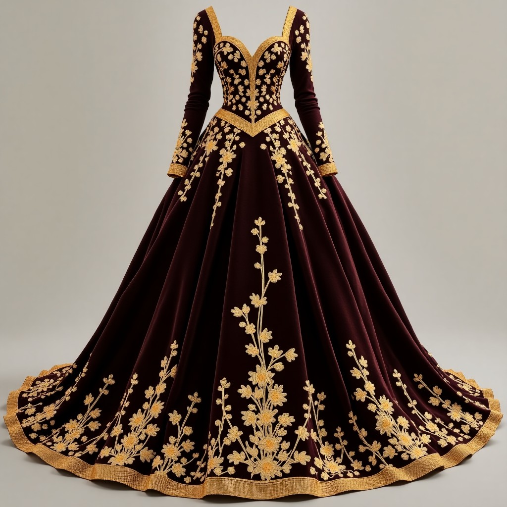 Victorian Rose Vine Couture Gown