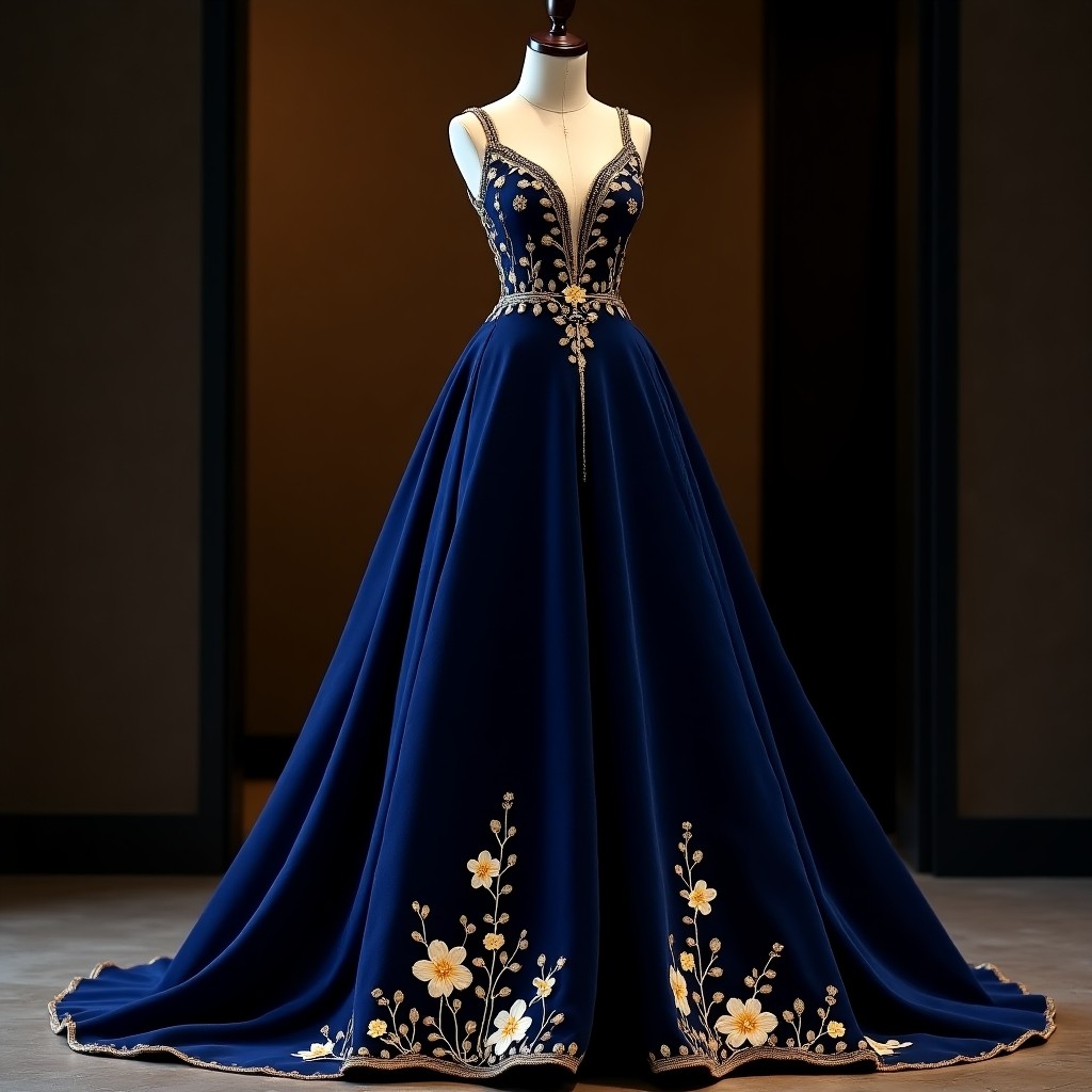 Midnight Floral Majesty Gown