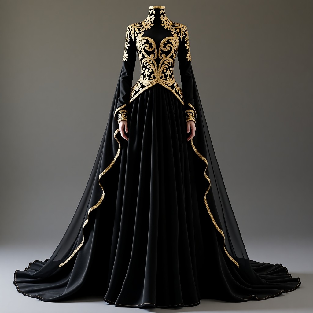 Victorian Bloom Elegance Evening Gown