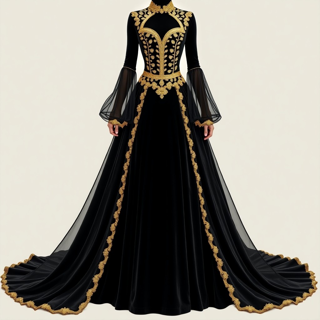 Burgundy Rose Garden Couture Gown