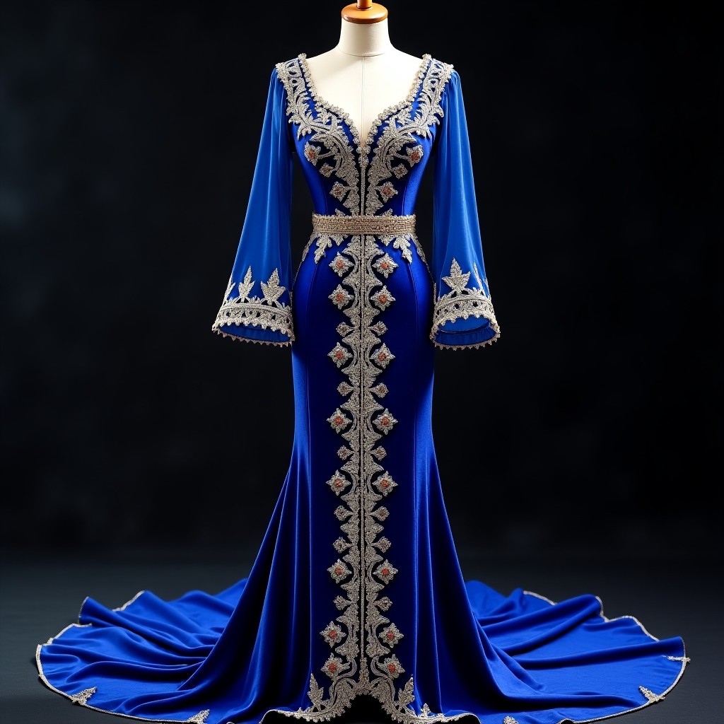 Imperial Sapphire Floral Gown