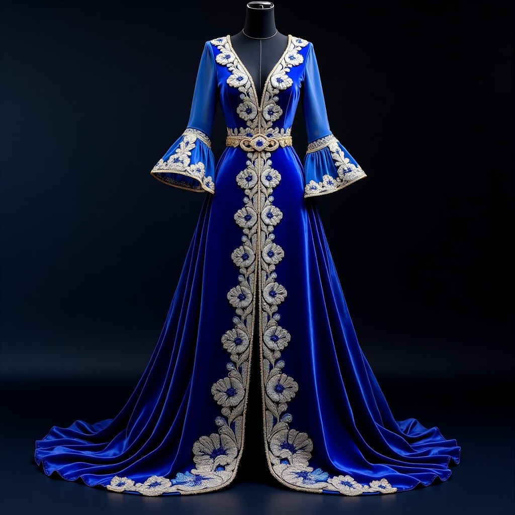 Sapphire Floral Elegance Gown