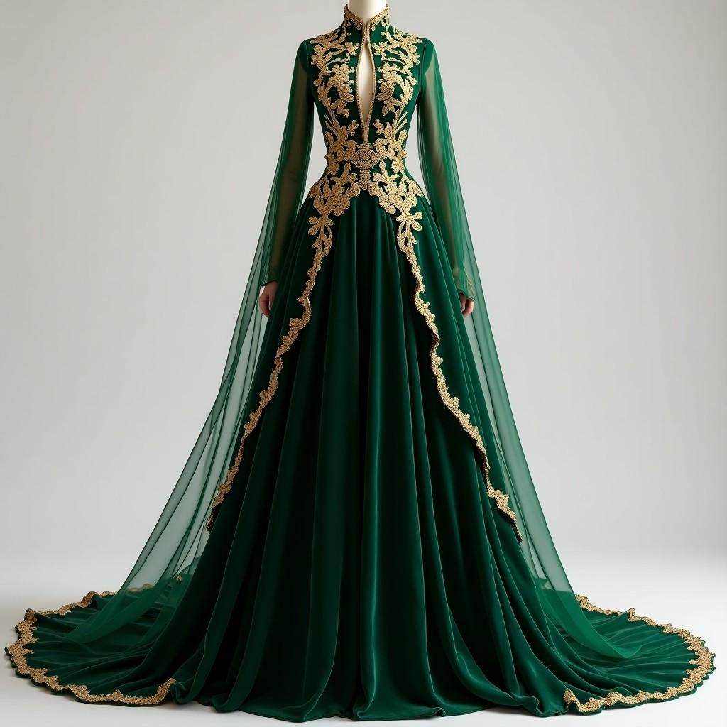 Royal Gold Vine Couture Ball Gown