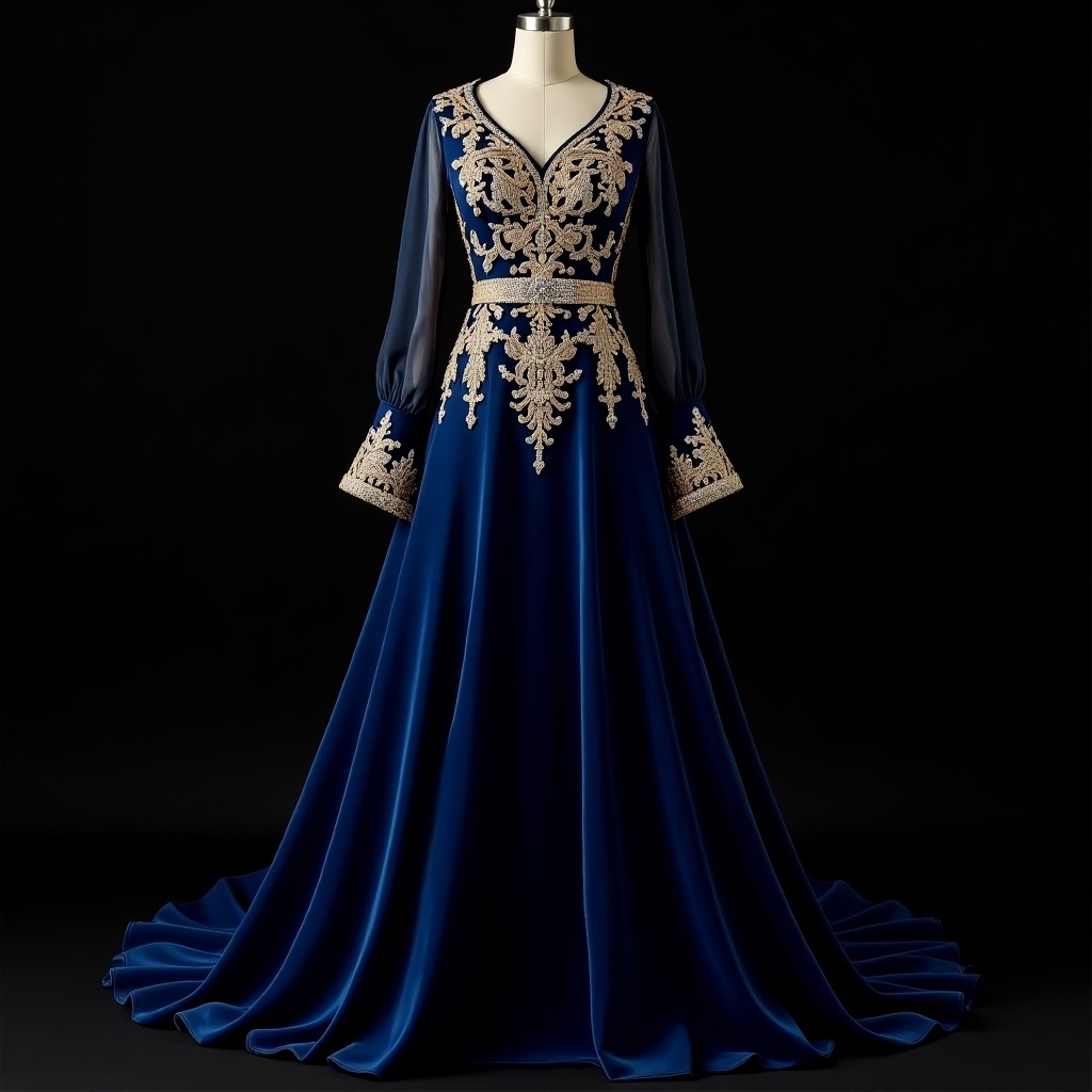 Sapphire Floral Royal Gown