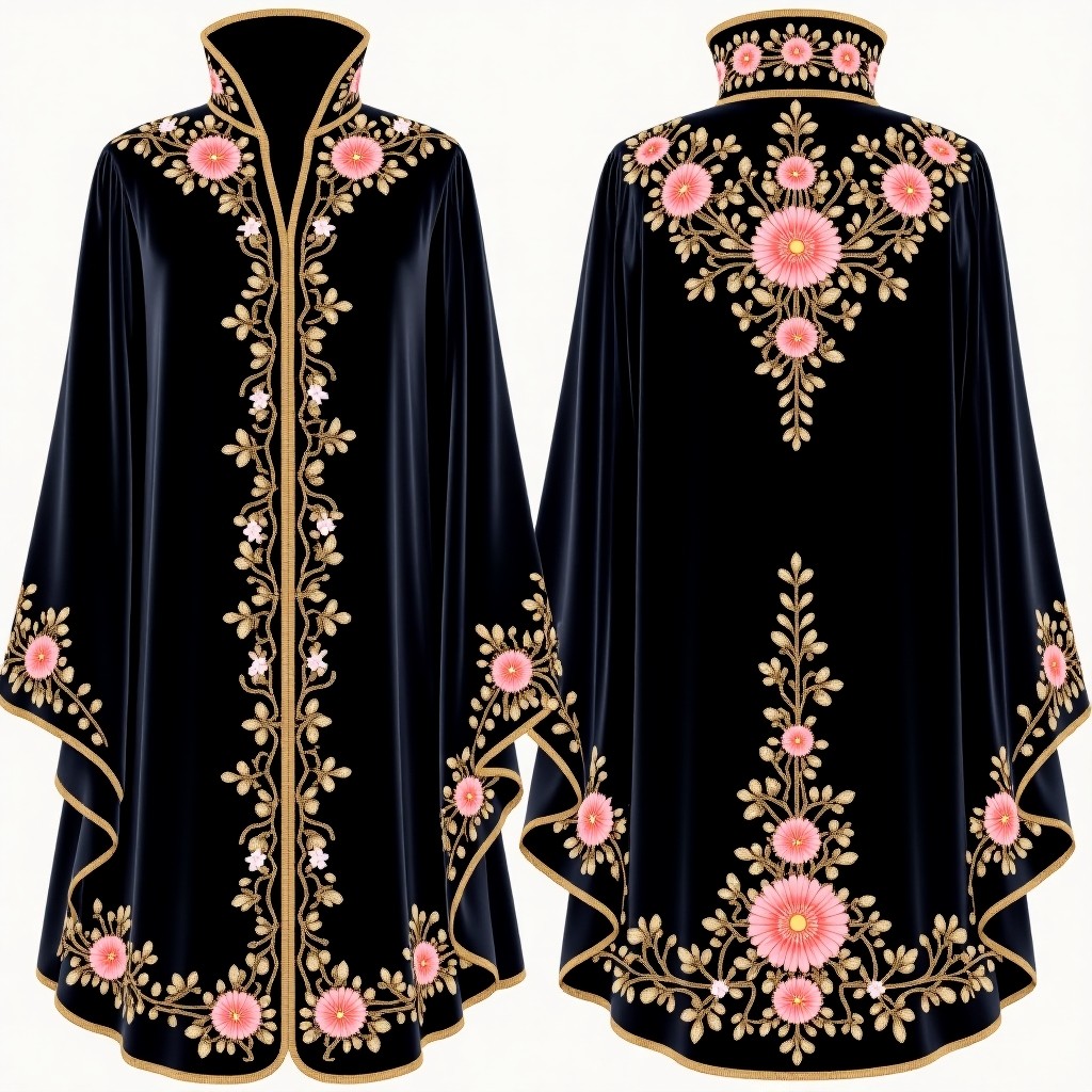 Black Rose Garden Embroidered Abaya