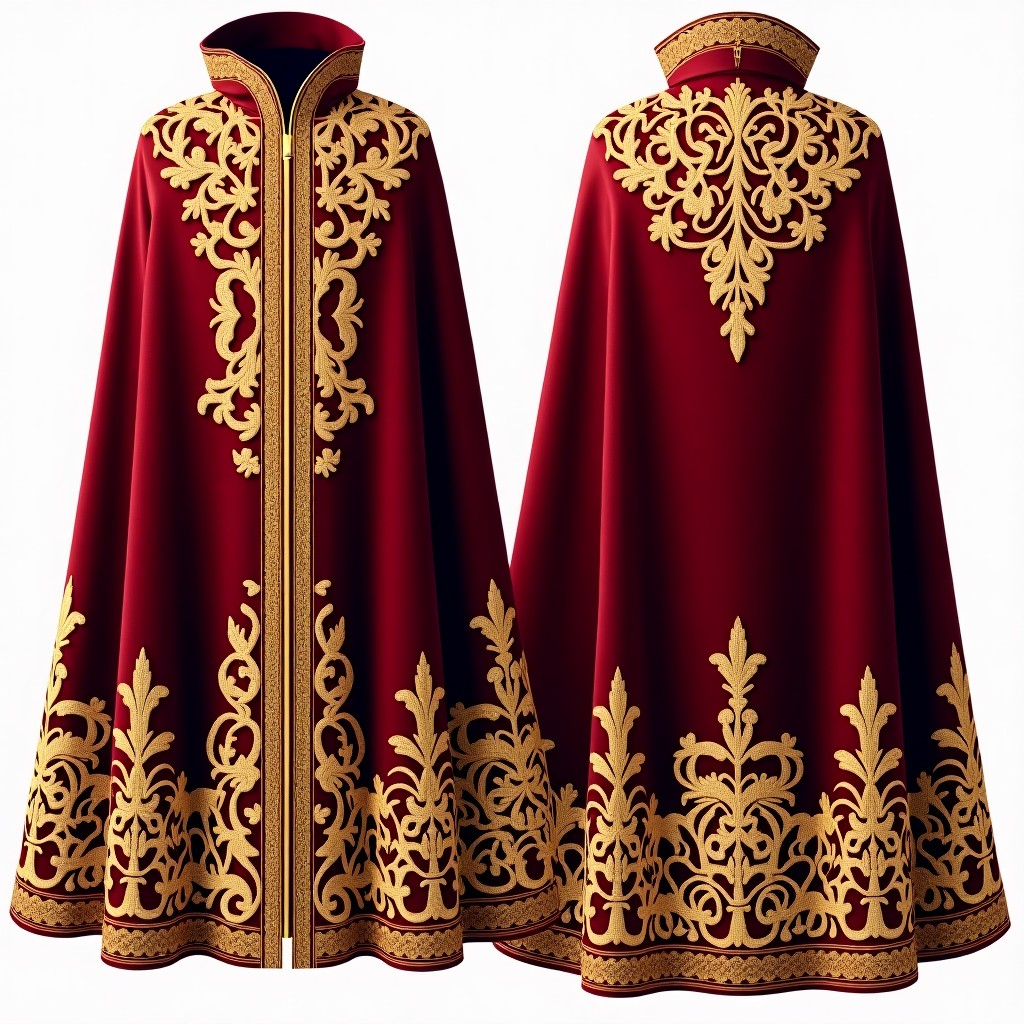 Royal Red Vine Embroidered Maxi Abaya