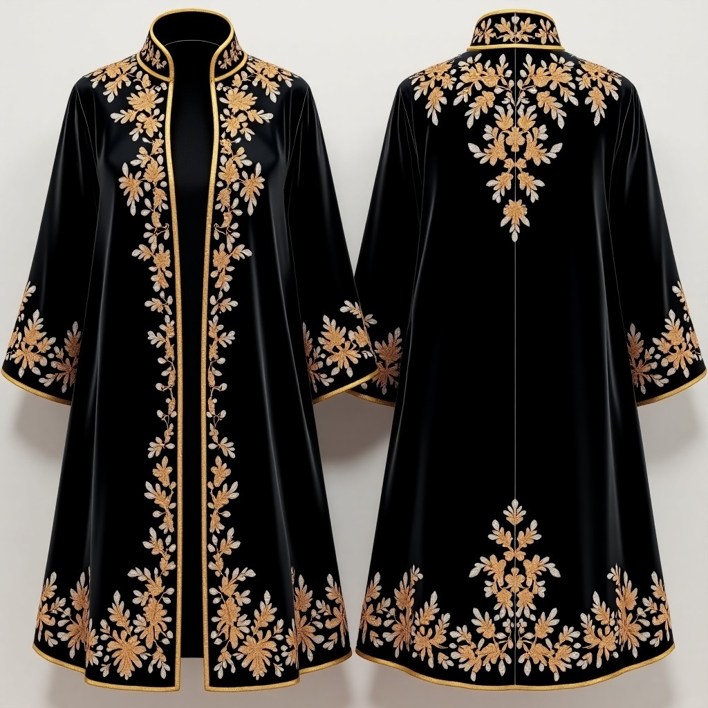 Grand Floral Heritage Open Front Abaya