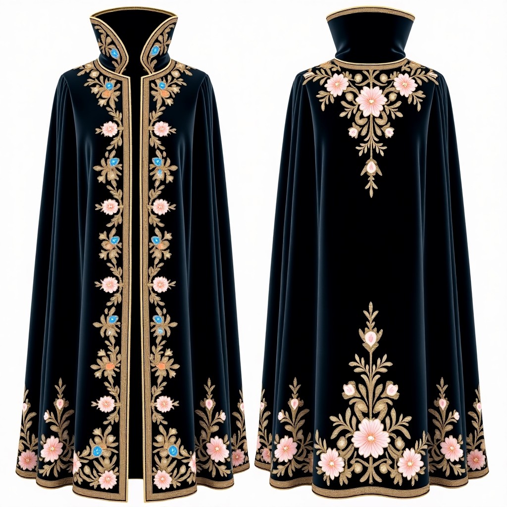 Golden Vine Majesty Open Front Abaya