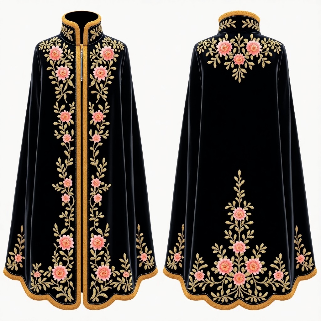 Red Heritage Gold Embroidered Maxi Abaya