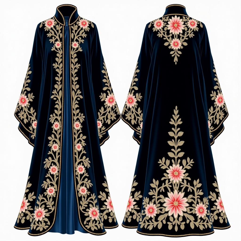 Grand Royal Floral Open Front Abaya