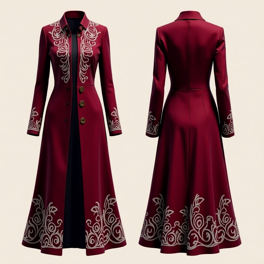 Maroon Luxury Embroidered Maxi Gown