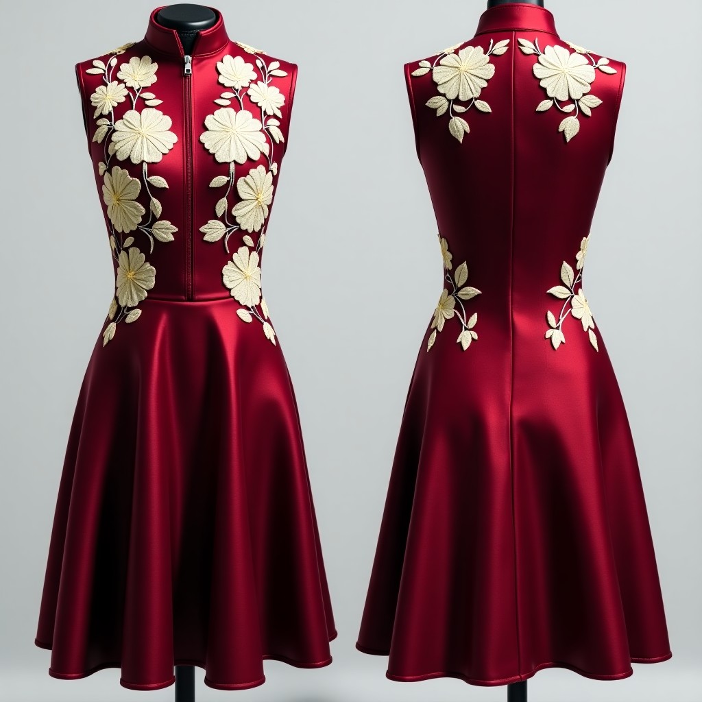 Elegant Maroon Embroidered Abaya Gown
