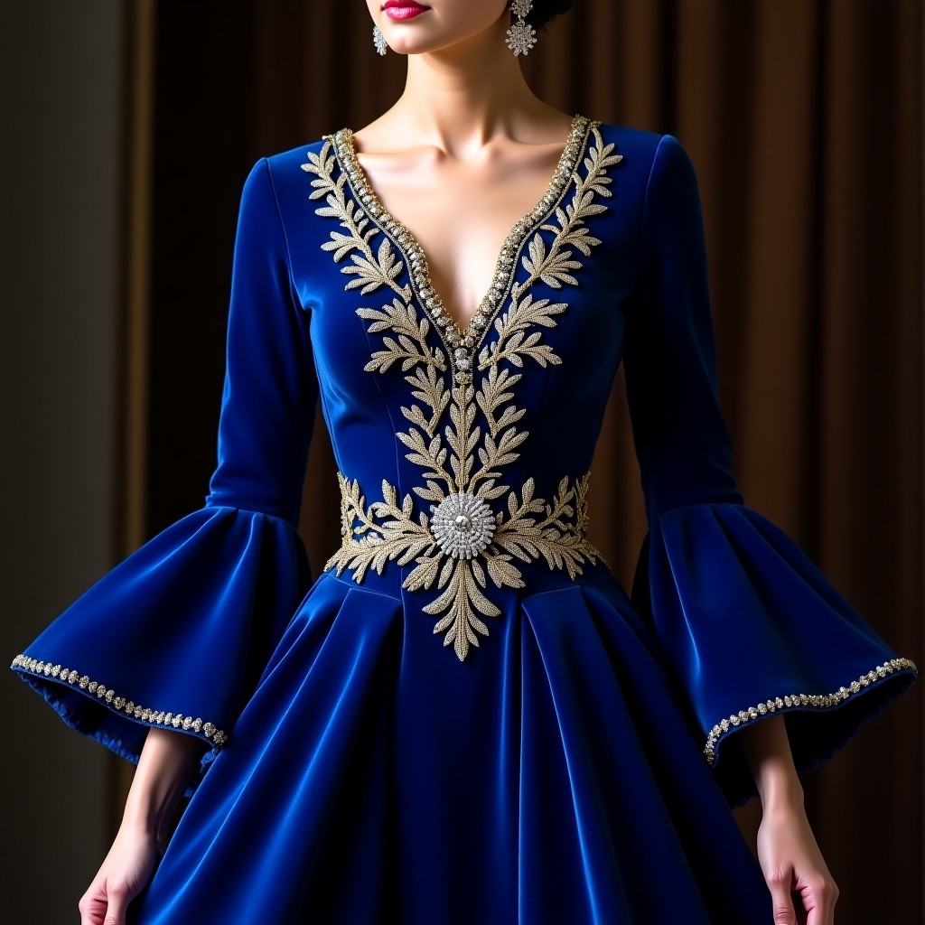 Sapphire Bloom Luxury Maxi Dress