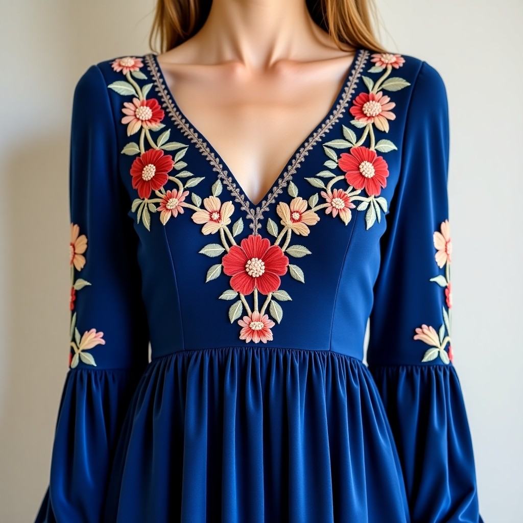 Royal Sapphire Blossom Maxi Dress