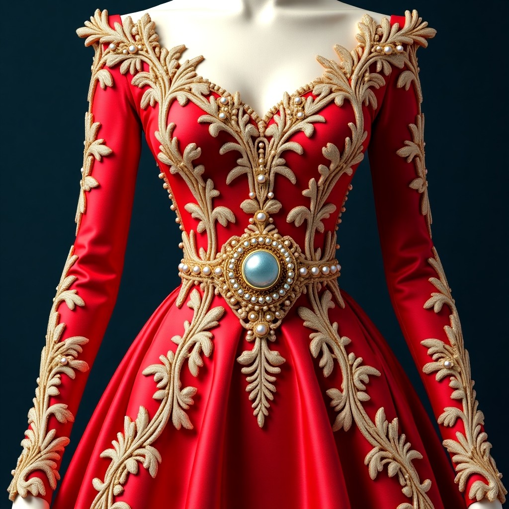 Regal Floral Embellished Princess Dress