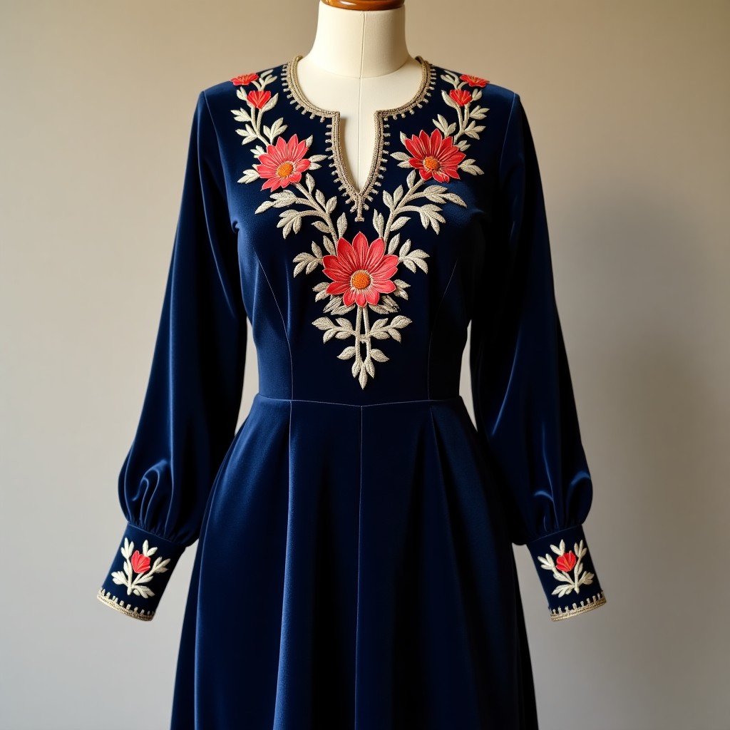 Royal Blossom Luxury Embroidered Maxi Dress