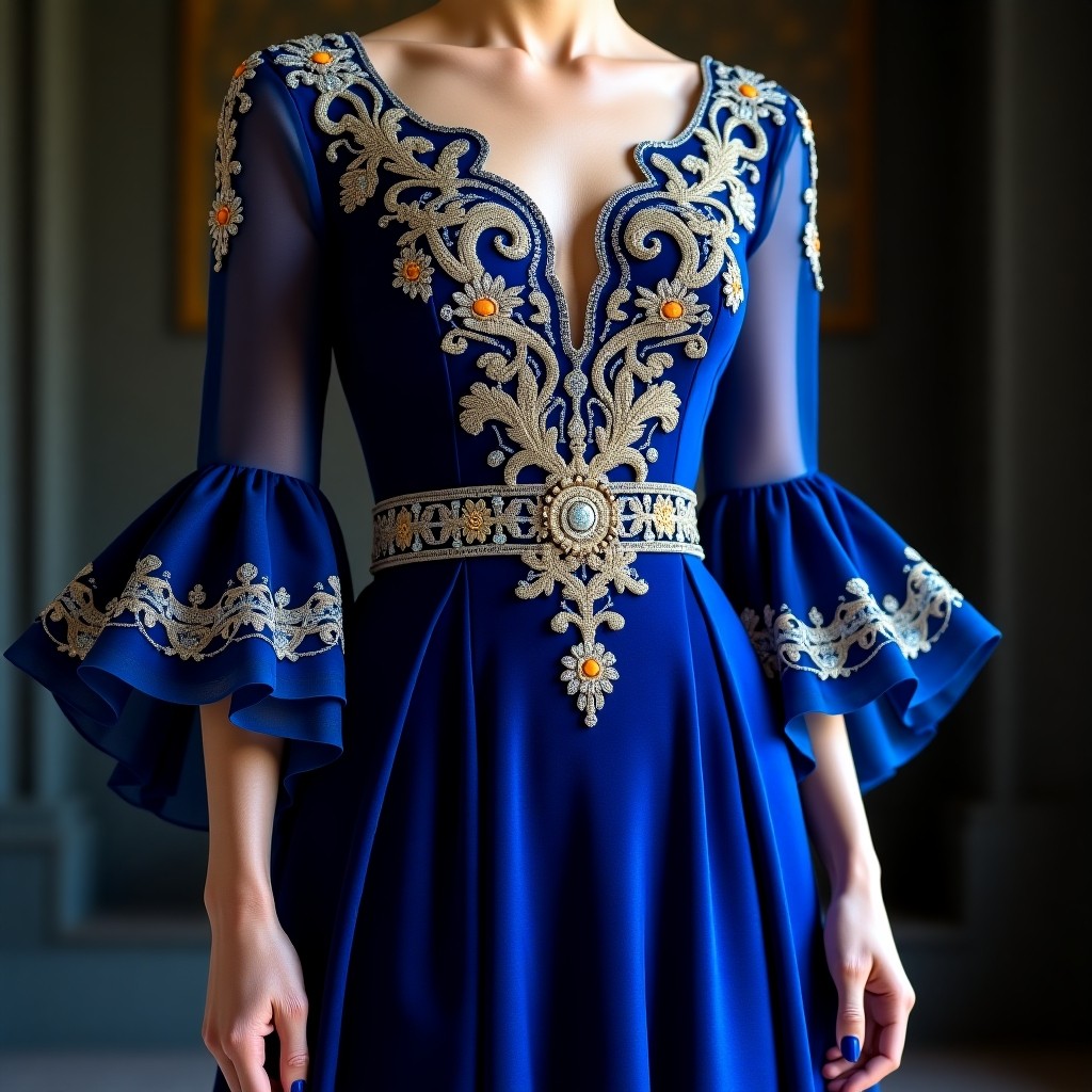 Regal Pearl Blossom Maxi Gown