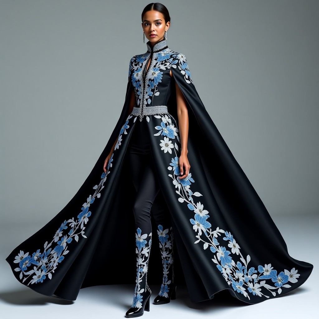Black & Gold Royal Cape Suit
