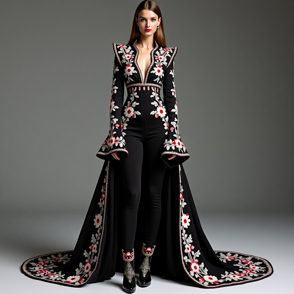 Imperial Gold Embroidered Cape Blazer