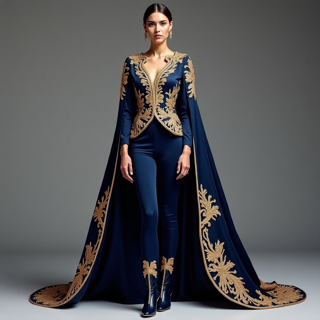 Imperial Black Gold Cape Suit