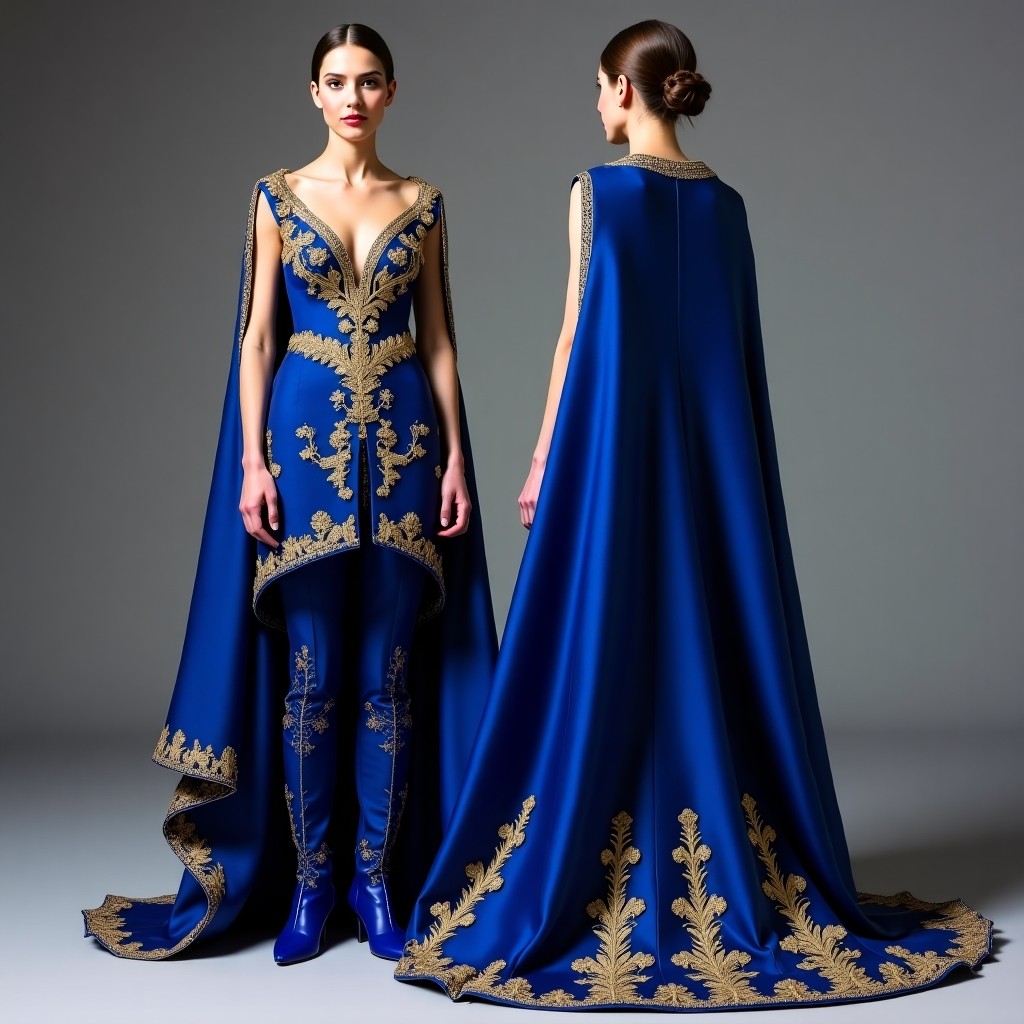 Royal Black Embellished Cape Jacket