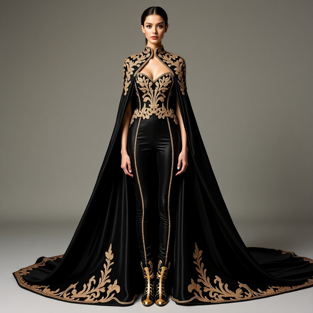 Grand Royal Embroidered Cape Suit