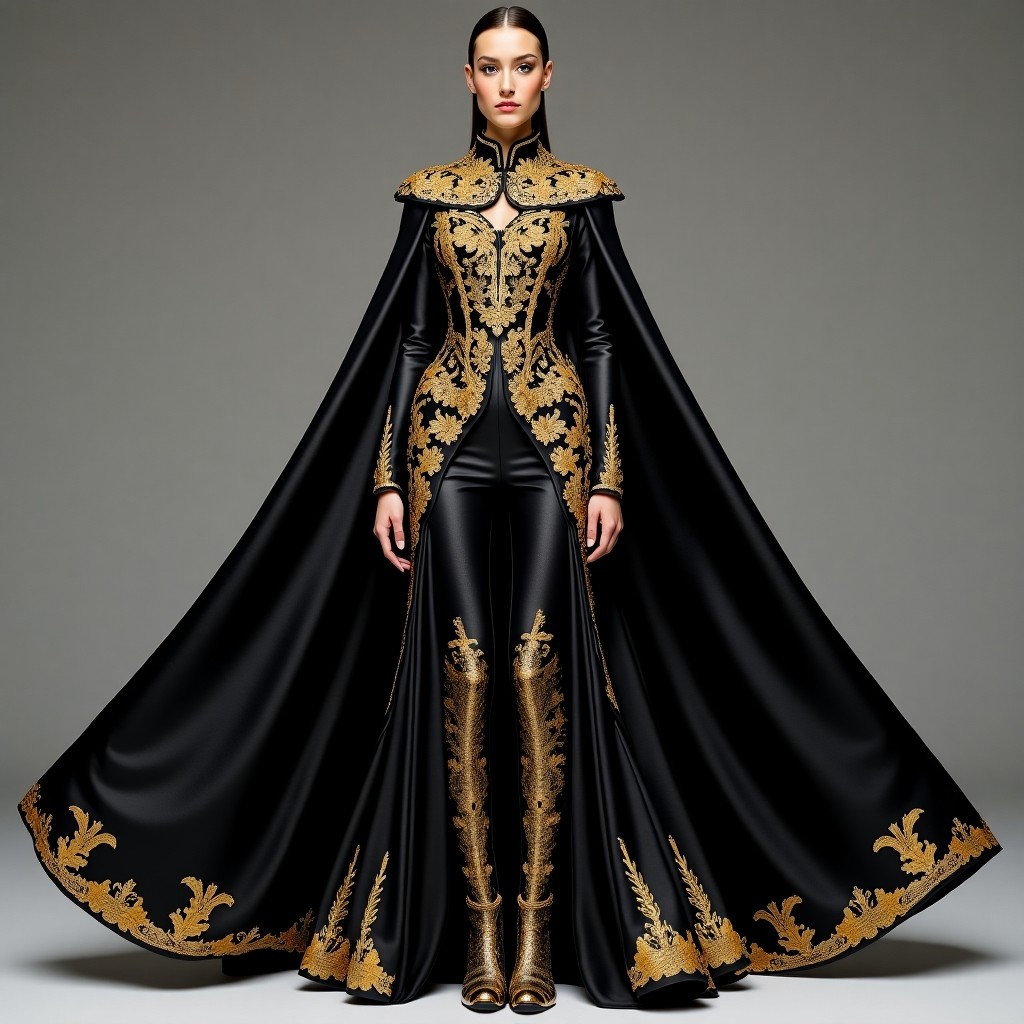 Golden Royal Couture Cape Ensemble