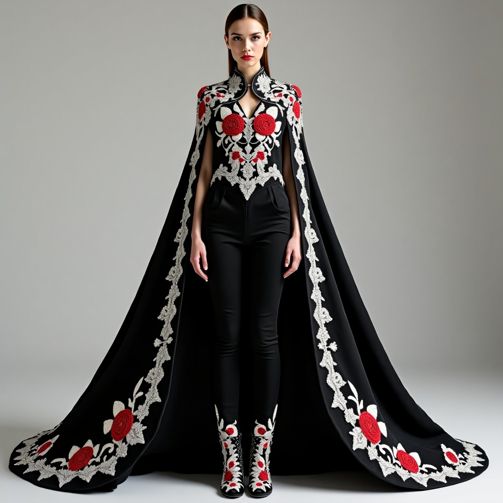 Regal Black Gold Cape Blazer Suit