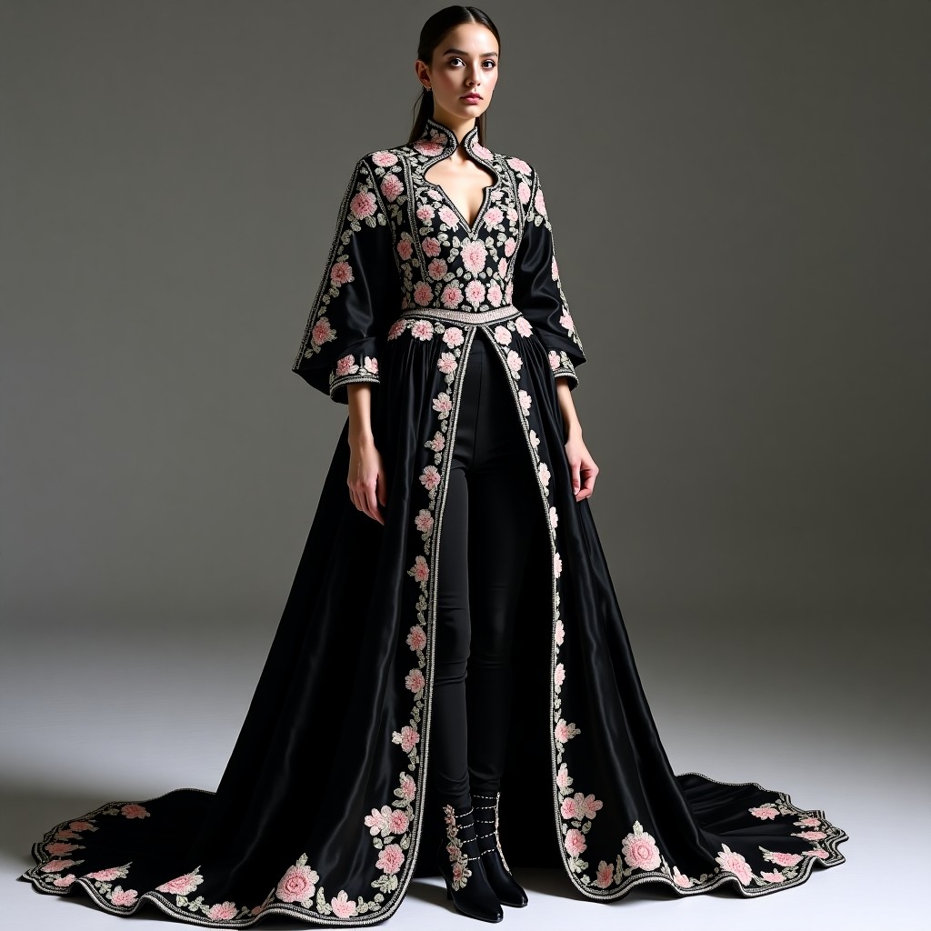 Regal Black Couture Cape Suit