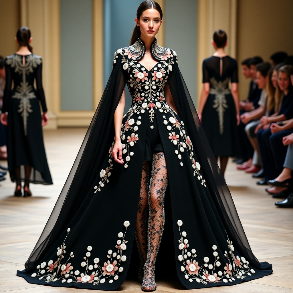 Majestic Black Gold Cape Suit