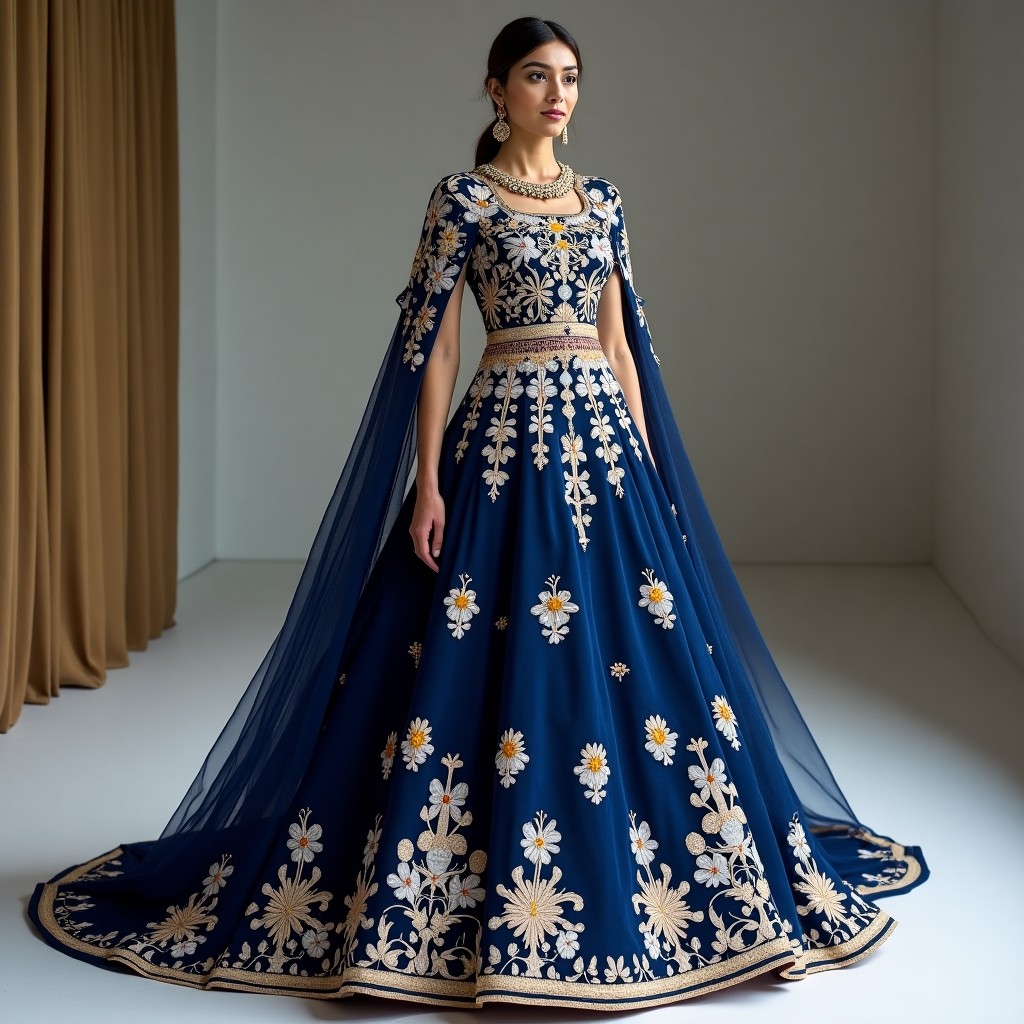 Golden Royal Couture Cape Suit