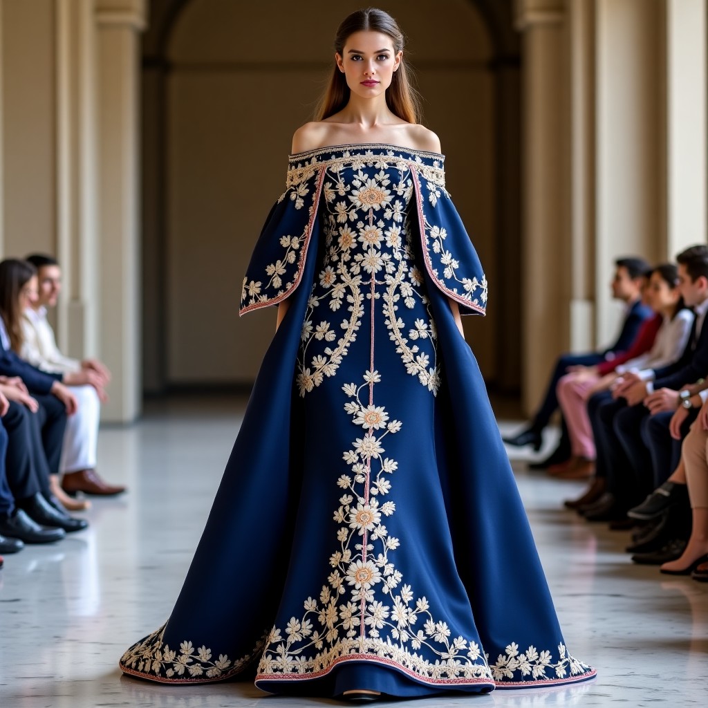Royal Black Gold Couture Cape Suit