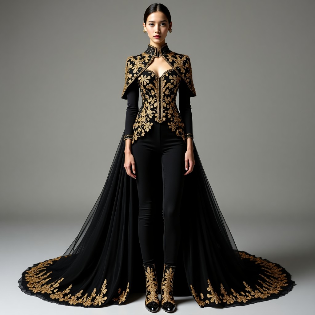 Majestic Royal Embroidered Cape Blazer