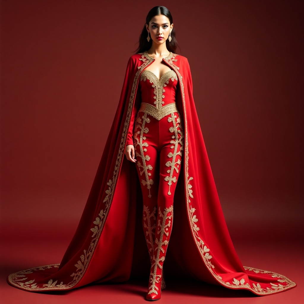 Luxe Golden Royal Cape Ensemble