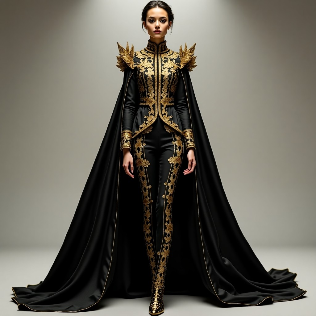 Regal Black Embellished Matador Suit